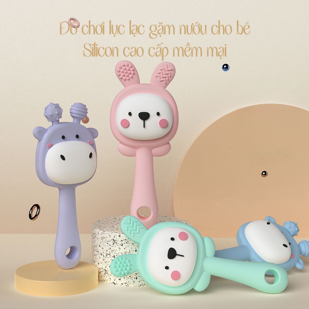 (Box+Strap) KidAndMom Rattlesnake Toy Handheld Gum Gnawing Silicone Audio-Visual Development