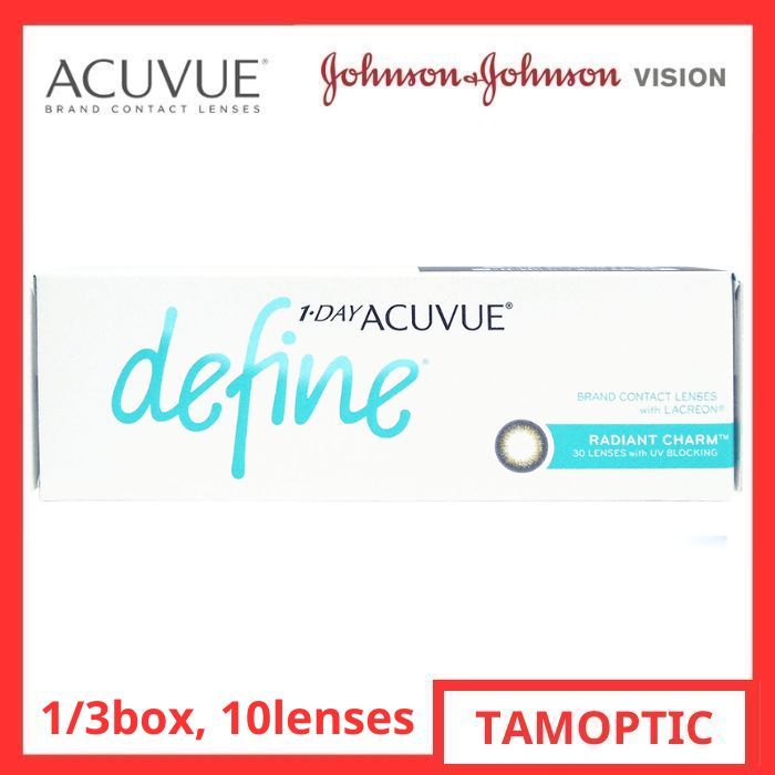 [10 lenses] Kính Áp Tròng có màu xám/gray 1-Day ACUVUE DEFINE Radiant Charm Johnson&Johnson