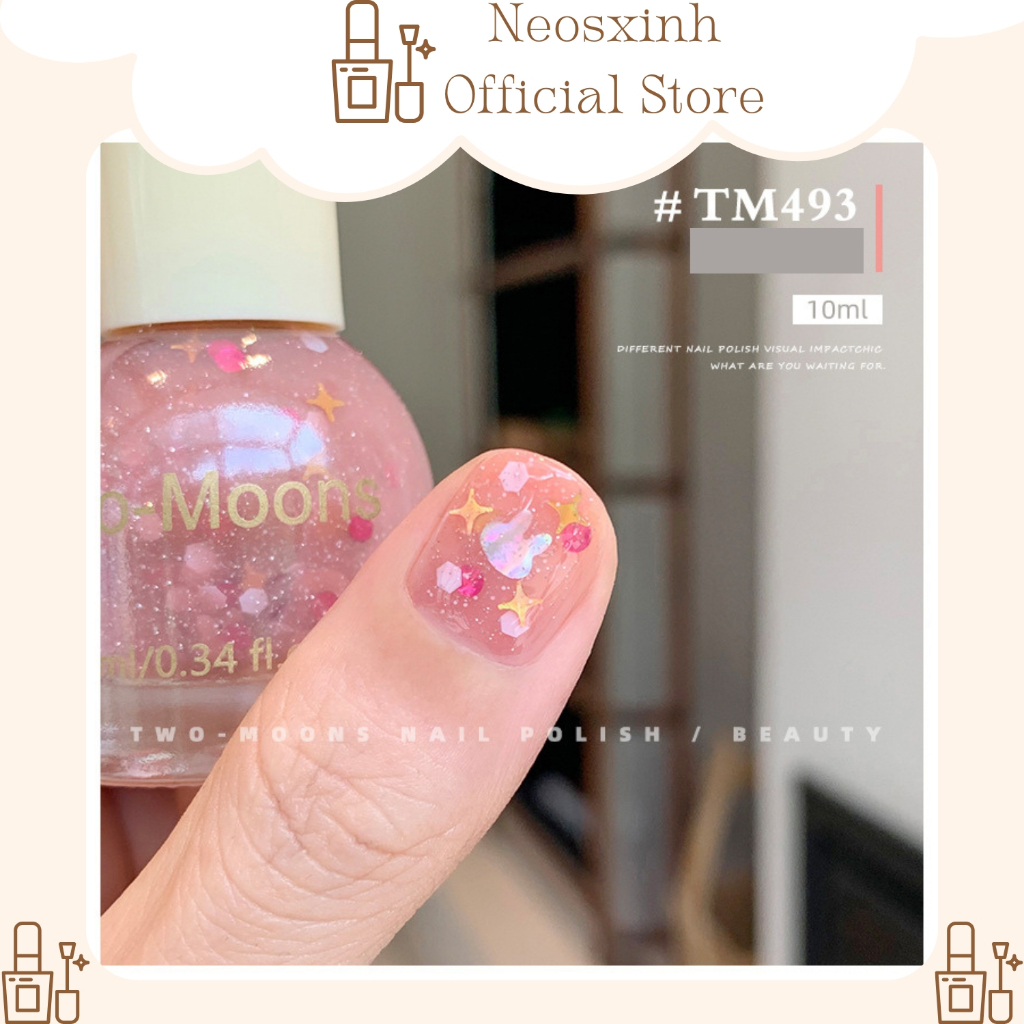 Sơn Móng Tay Two-Moons Kim Tuyến Hoa Thỏ Nhũ 10ml - Neosxinh Nails