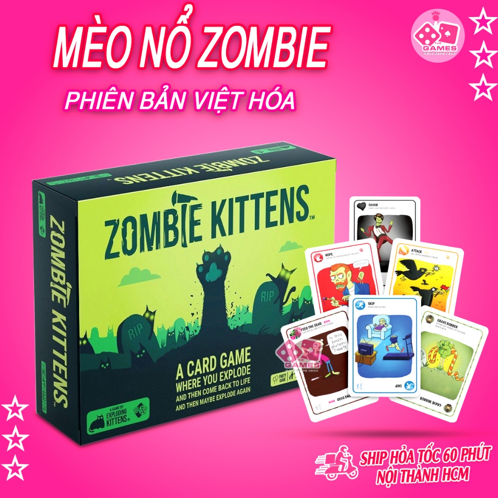 Mèo ZOMBIE KITTEN Việt Hóa Exploding kitten Zombie board game mèo nổ phiên bản mới