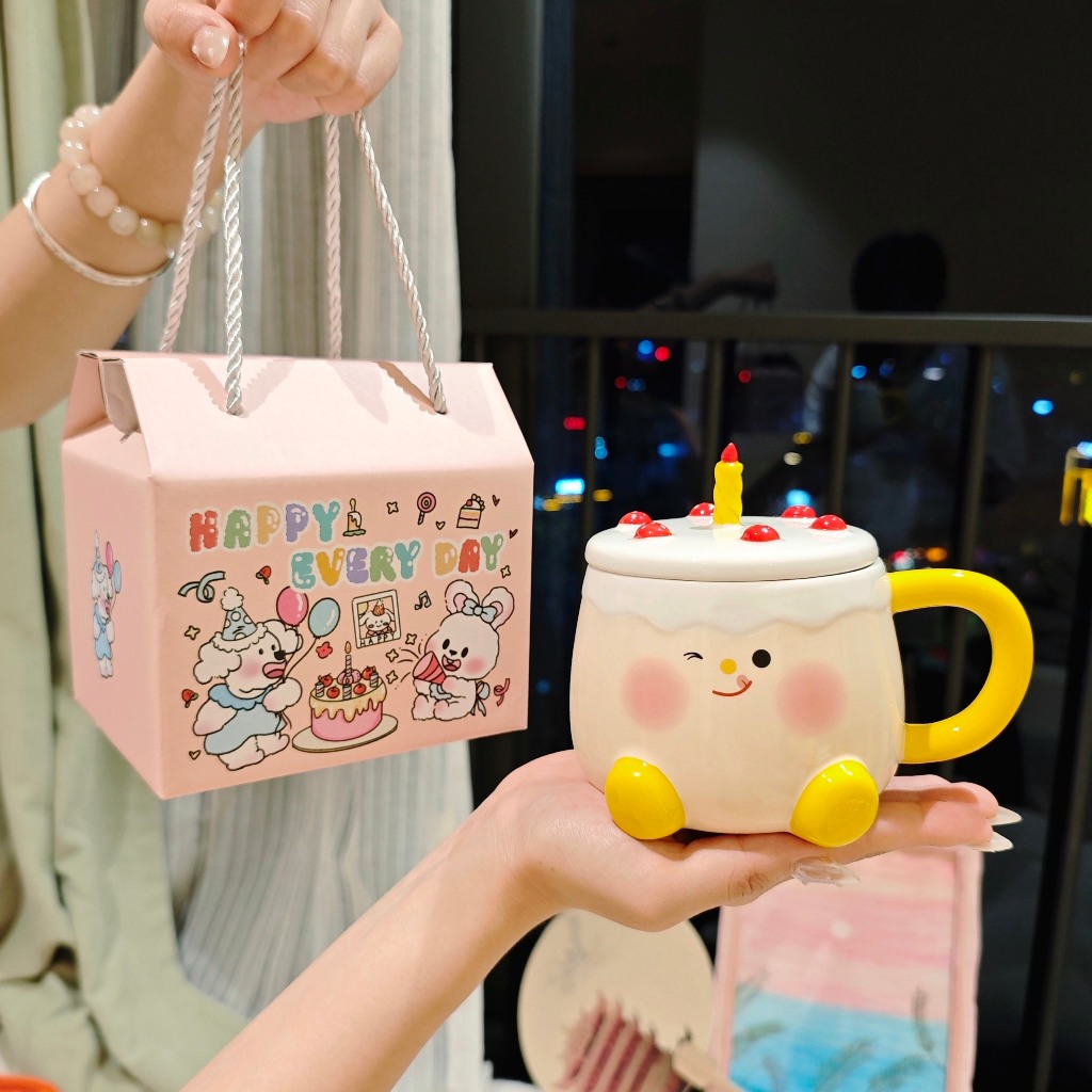 Birthday gift cup of cute ceramic cake shaped like a 400ml dgb cake