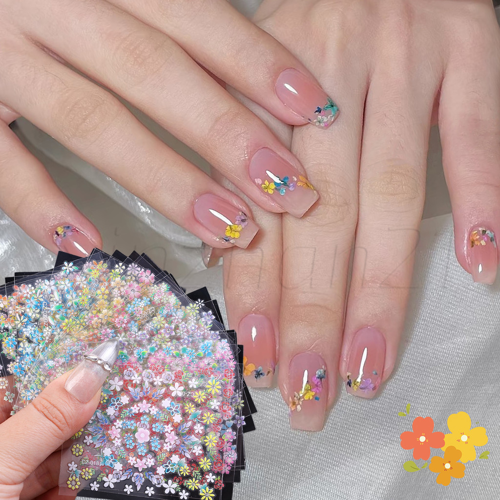 24 Chiếc Hoa Nhiều Màu Sắc Với Miếng Dán Làm Móng Tay Kim Cương - Trang Trí Làm Móng Tay Hoa Tự Dính - DlY Blossom Nail Supplies - Miếng Dán Nghệ Thuật Móng Tay 3D
