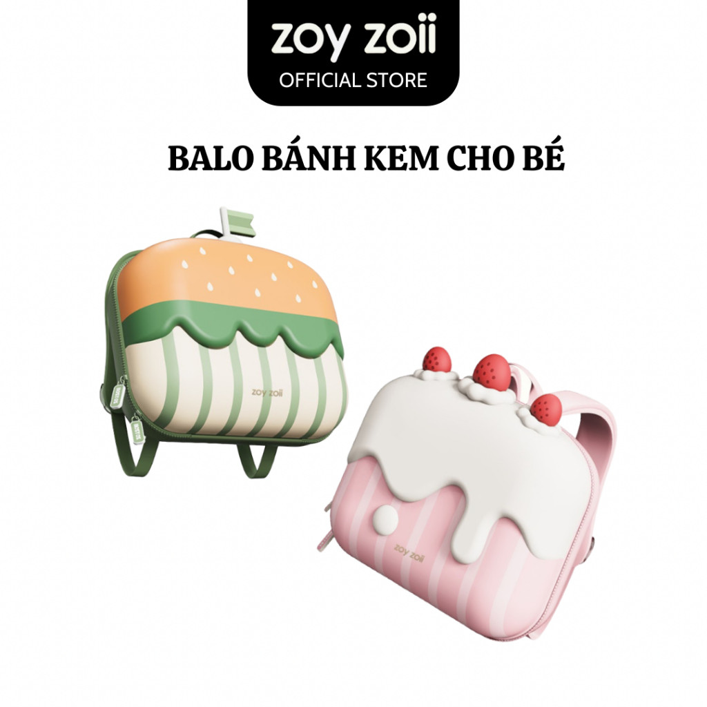Balo cao cấp chính hãng Zoyzoii cho bé mầm non Delicious Series Backpack hình bánh kem cho bé đi học Mã B18