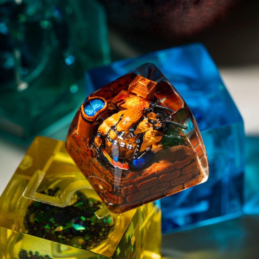 Retail keycap button for mechanical keyboard is manufactured from wood and high -end resin