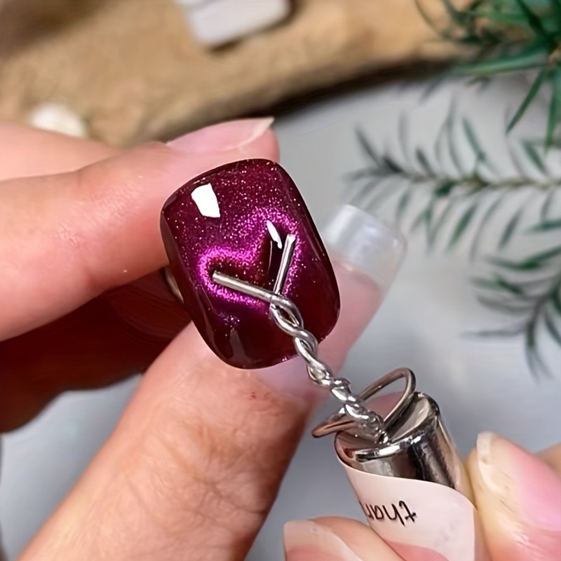 Set of 6 flexible iron -stringed cat -eye magnets to shape the heart & ingot on the nails of the nail art accessories accessories