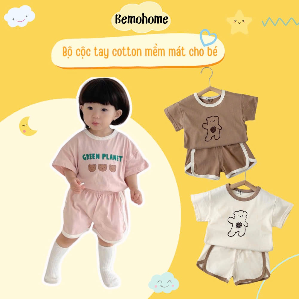 [Smooth cotton] Set of clothes, clothes of cotton short -sleeved Korean style for boys and girls