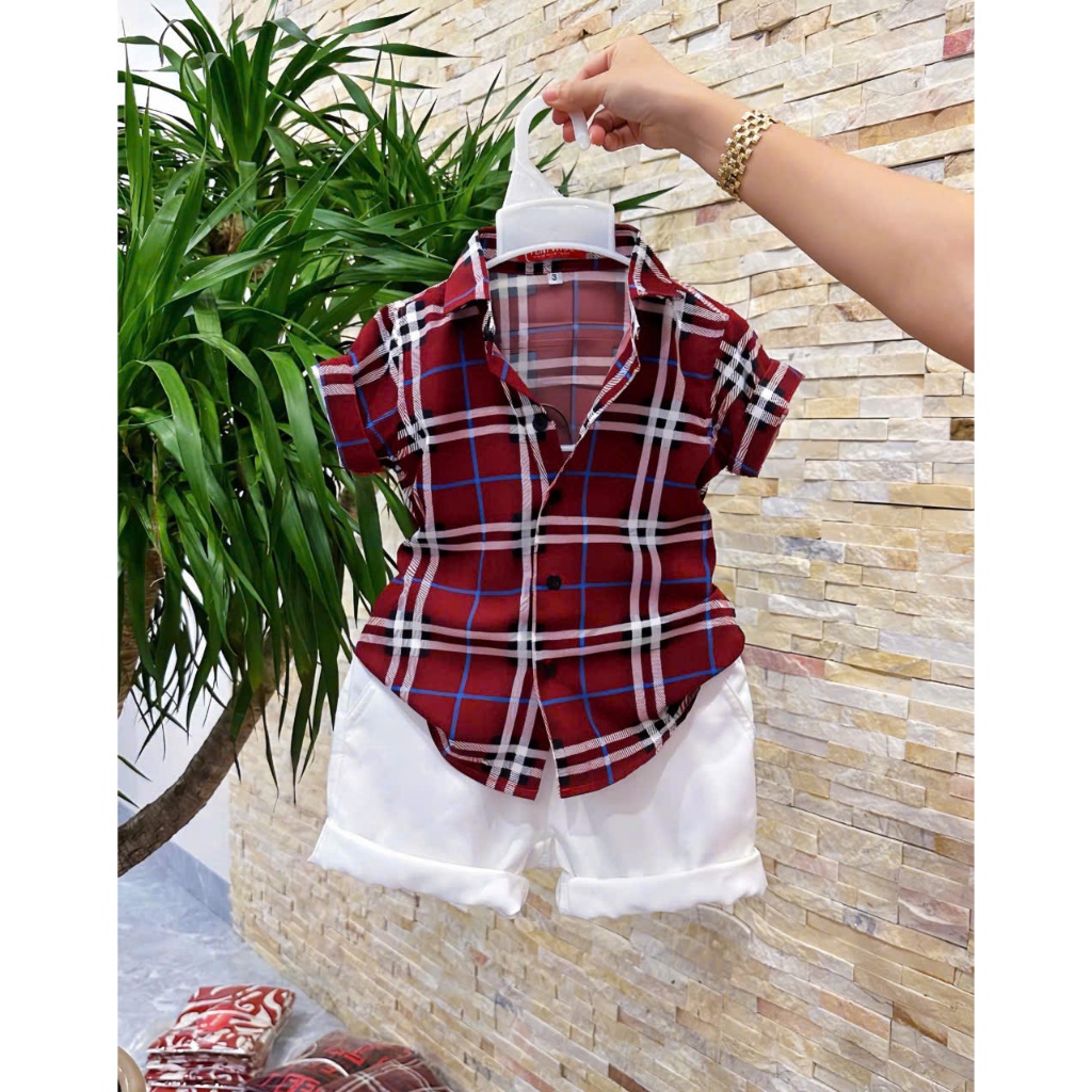 Checkered Shirt Clothes Set for Boys 12-52Kg