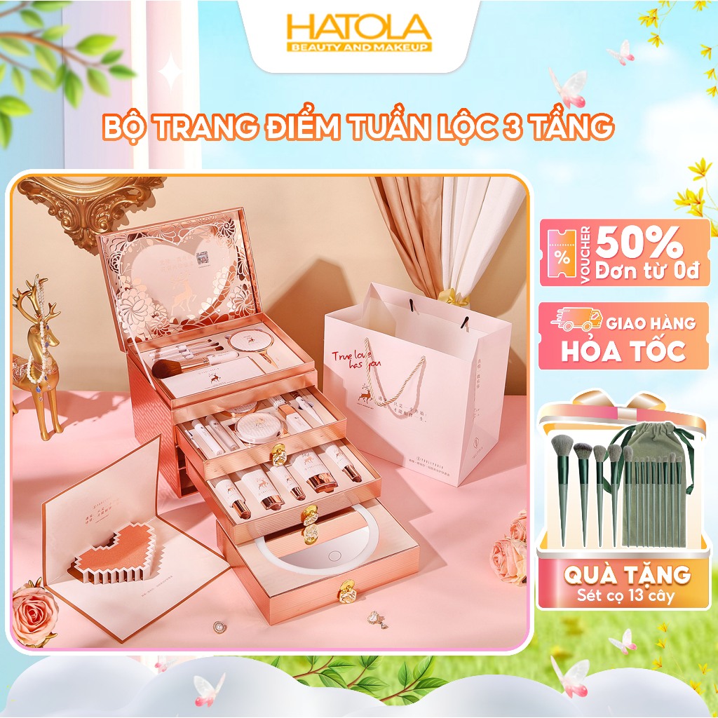 The 3 -storey reindeer makeup set for Tet gifts for her stylish makeup full gifts for girlfriend Hatola