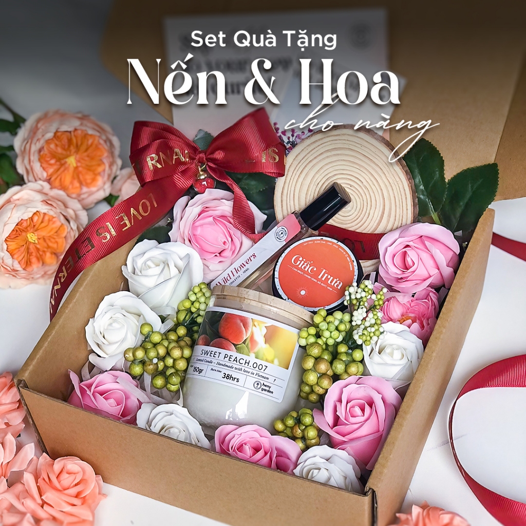 Fragrant and flower gift set for women donated on March 8, 20/11 Valentine 14/2 Heny Garden