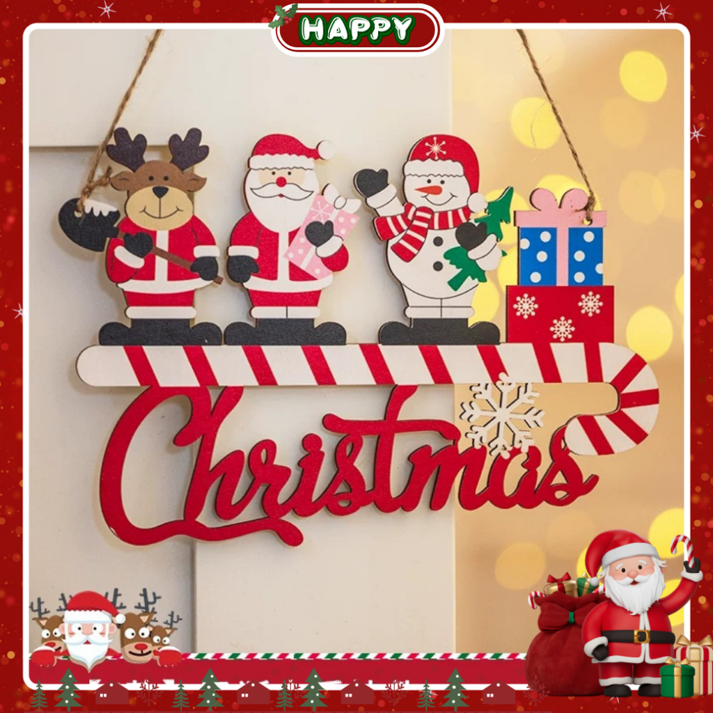 2025 Christmas Tree Hanging Wooden Accessories – Decorated with Merry Christmas, NOEL, XMAS Christmas HAPPY DECOR