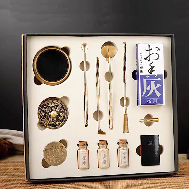 Set of incense burning censer 11 dishes in copper