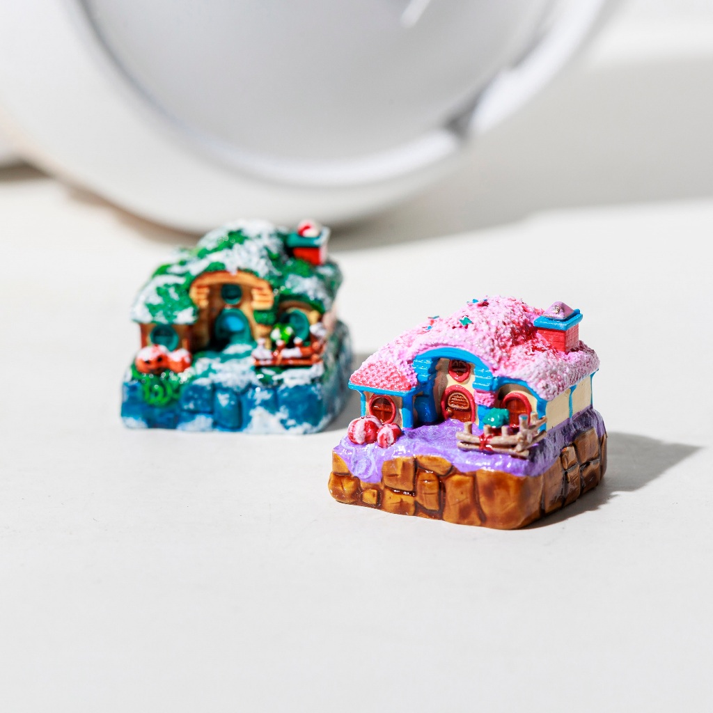 Keycap artistic technical topic of the wooden house