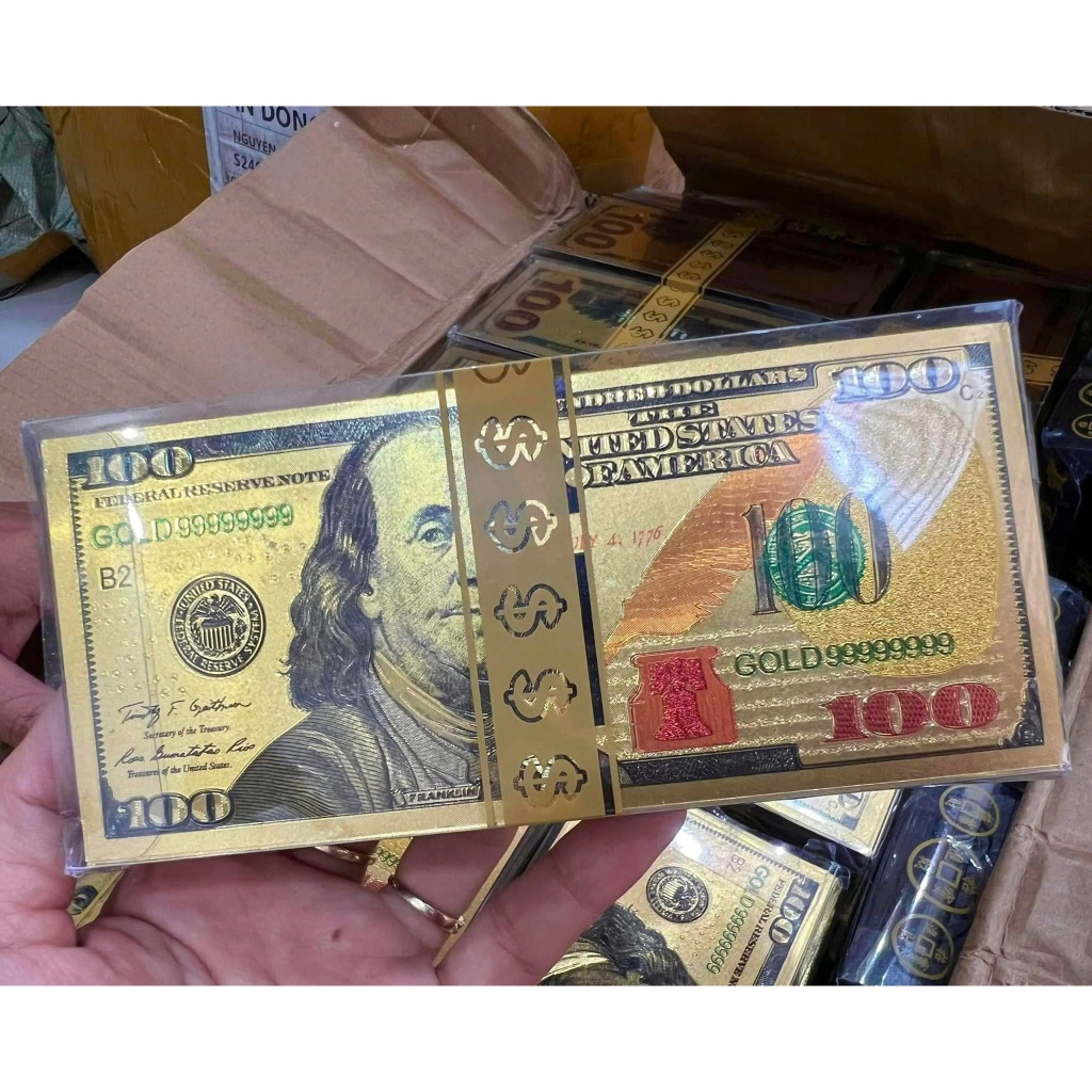 Combo Tờ Tiền 100 Đô - 100 USD Mạ Vàng Lì Xì Tết Phong Thuỷ Tài Lộc May Mắn