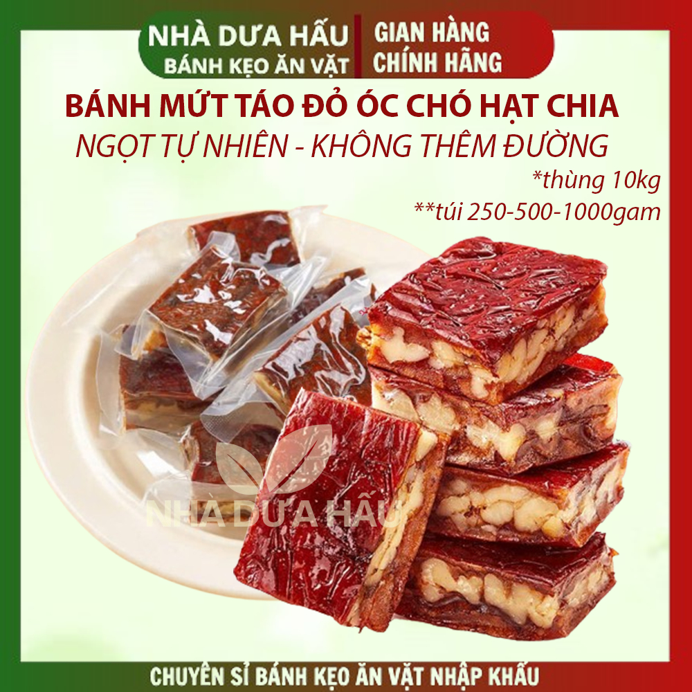 [COMBO 1KG] Bánh mứt táo đỏ hạt óc chó dinh dưỡng- không đường ít ngọt ăn kiêng-ăn vặt healthy ngon bổ rẻ
