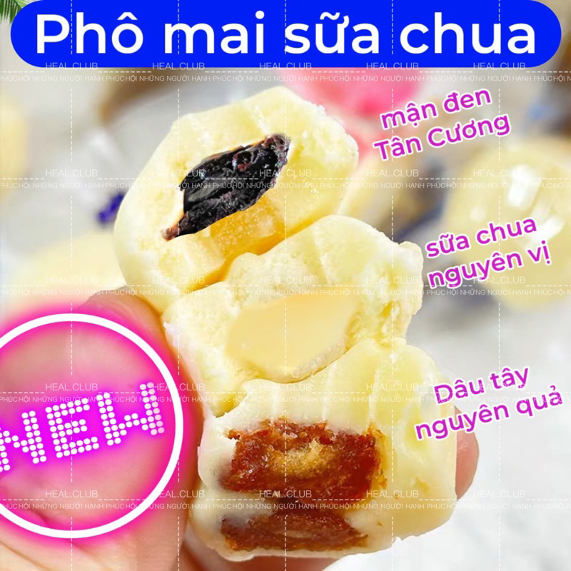 (CAO CẤP-ÍT NGỌT) BÁNH SỮA NON PHÔ MAI BỌC DÂU TÂY TÂN CƯƠNG BÁNH SỮA CHUA HY LẠP NON TRÁI CÂY ĐỒ ĂN VẶT HEALTHY