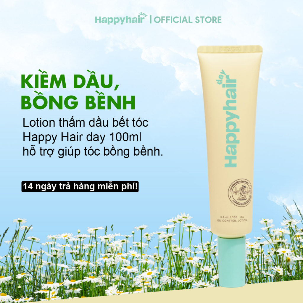 Lotion kiềm dầu Happy Hair Day 100ml giúp tóc bồng bềnh, hết dầu trong 24h dành cho tóc bết dầu