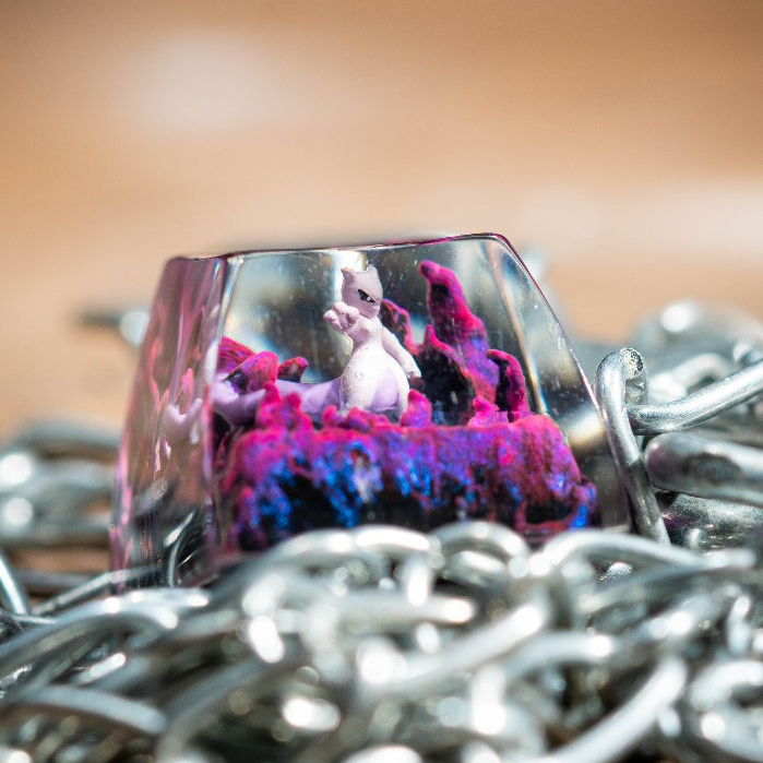 Keycap Mewtwo. Odd keycap for mechanical keyboard. Manual keyboard button. Keycap Pokemon.