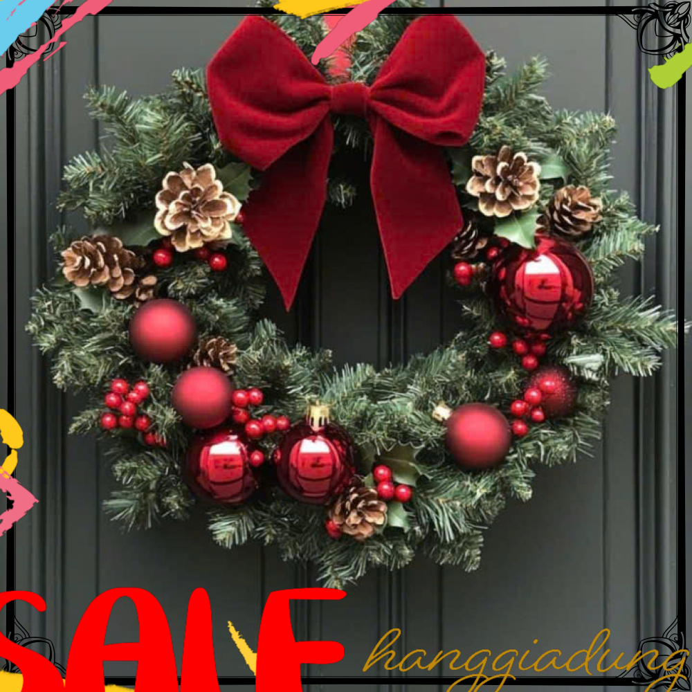 [Free Lights] Christmas Wreath 40cm Code PV17 Laurel Wreath Hanging Handmade Christmas Decoration HGDPV17