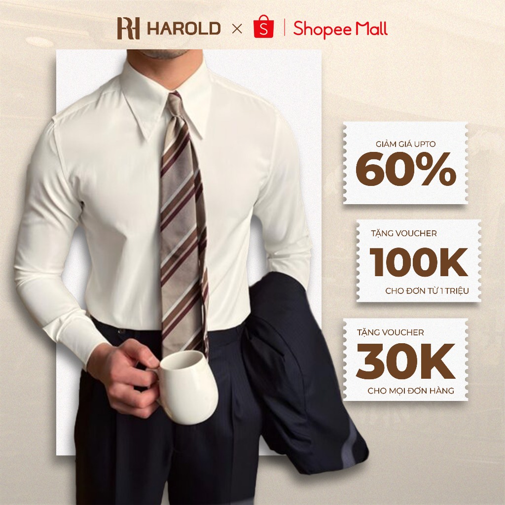 Harold high -end men's long -sleeved men's white men's shirts are elegant office spearpoint, slimfit shape