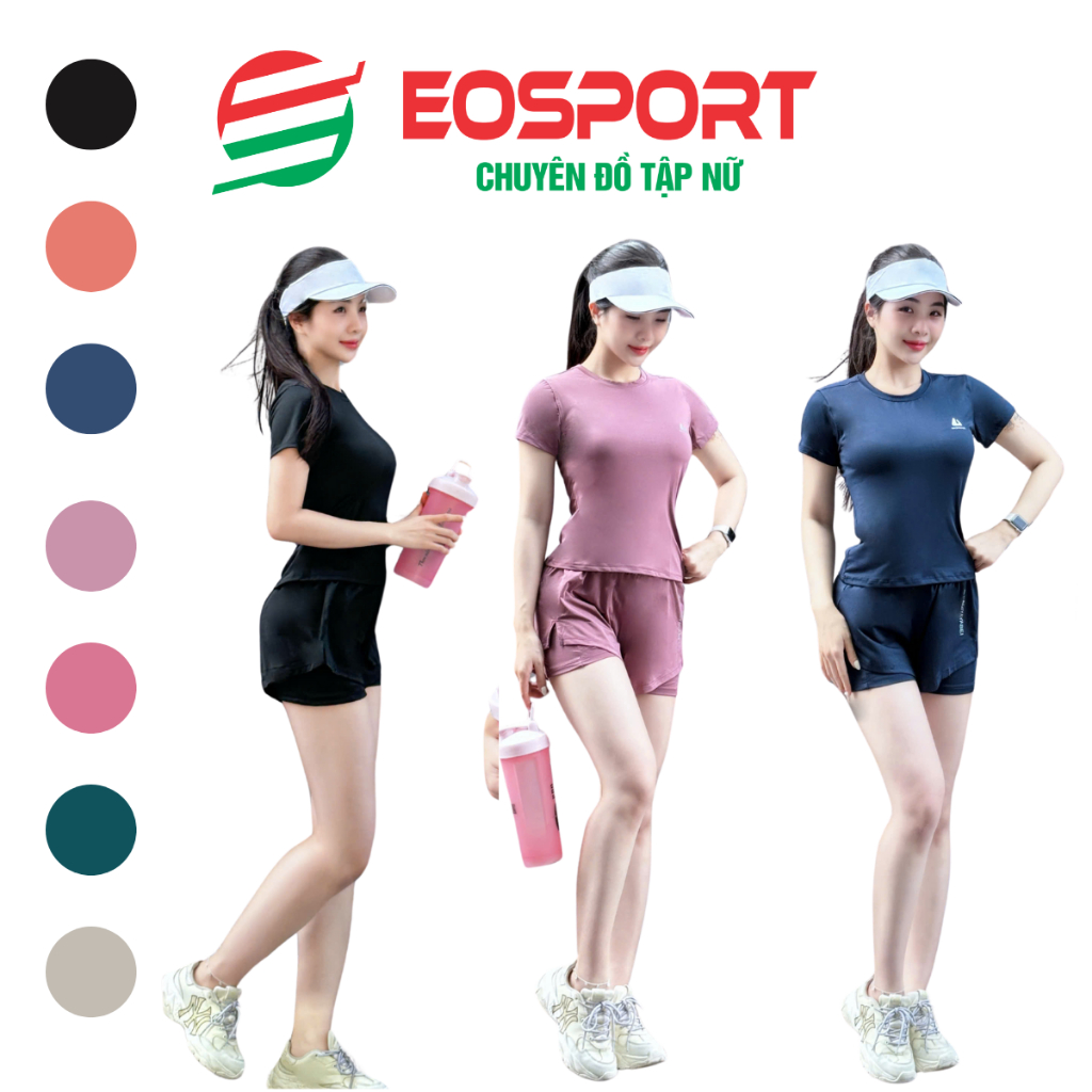 (With bags) Women's gym, yoga aerobic pickleball gym clothes jogging cycles with 2 -layer short sleeve shorts (ng18/ng03)