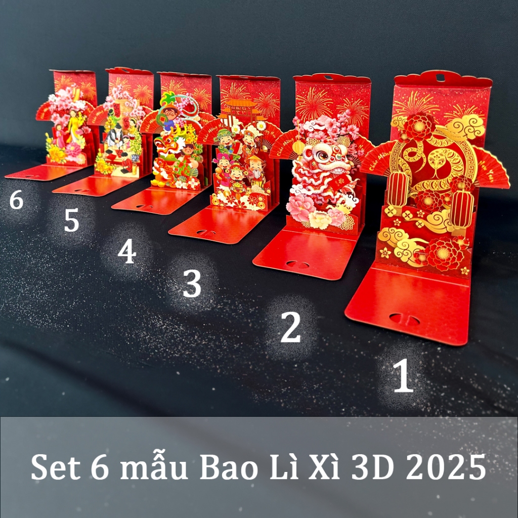 [MỚI NHẤT 2025] Set 6 Bao Lì Xì 3D Popup Độc Đáo TAYTA Tết Việt Nam