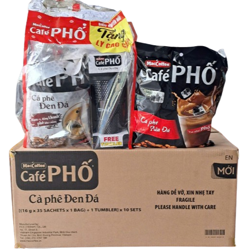 Combo 11 bịch  Cà phê đen đá Café Phố MacCoffee TẶNG 1 túi Cà phê phố sữa đá Café Phố MacCoffee (24g*30s*20 túi)