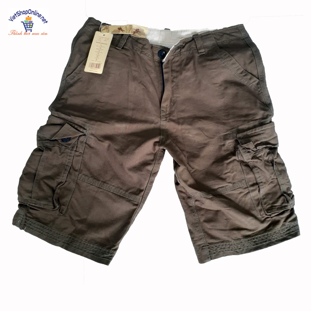 Men's Khaki Pants with Cargo Bags and Military Style Camouflage