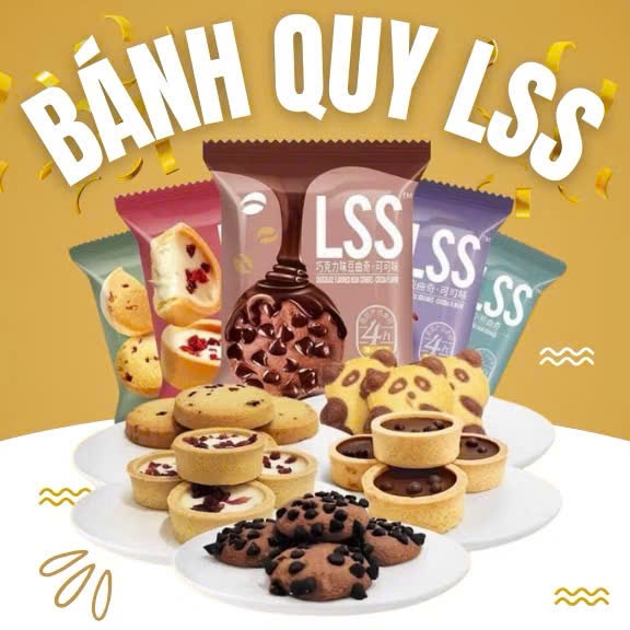 Bánh Quy Bơ Sữa Nhân Kem Socola Chip LSS Mix Vị - Bánh Quy LSS Thơm Ngon