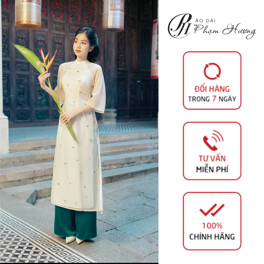 Ngoc Lan Ao Dai, innovative long sleeves spread 2p cylinder Organza material