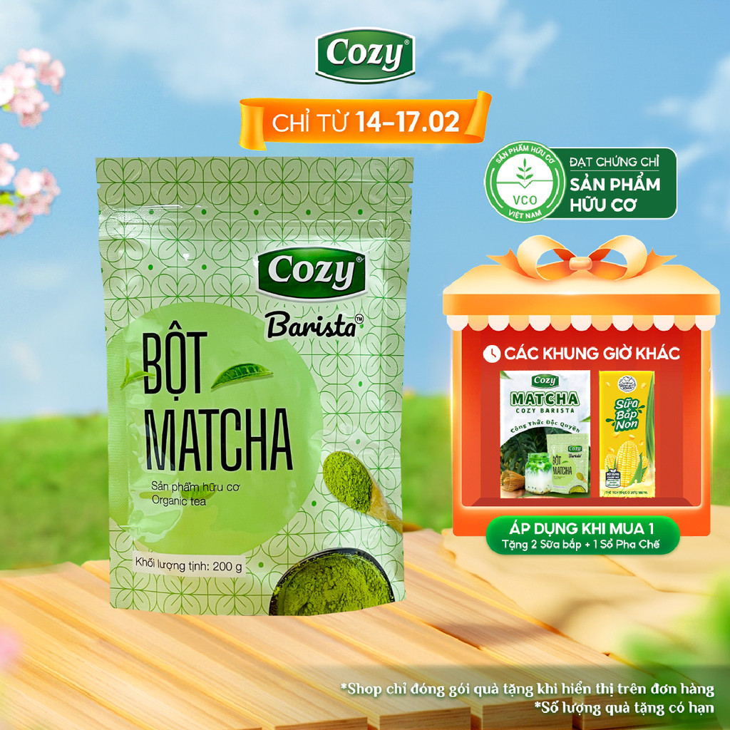 Matcha Cozy Organic Tea 200gr aroma of mild green tea flavor, easy to drink, used in preparation, baking, beauty