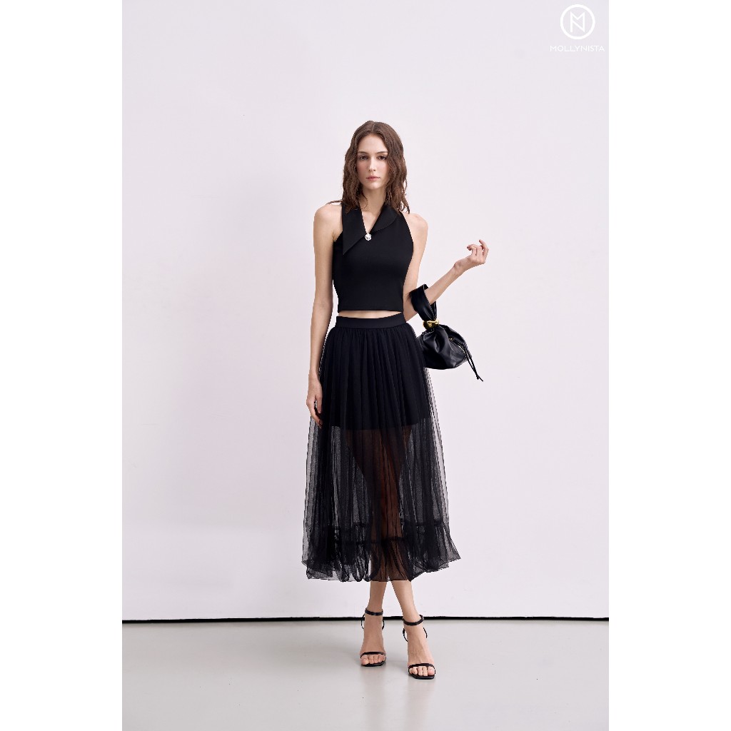 Mollynista black mushroom skirt legs designed elegant and elegant feminine