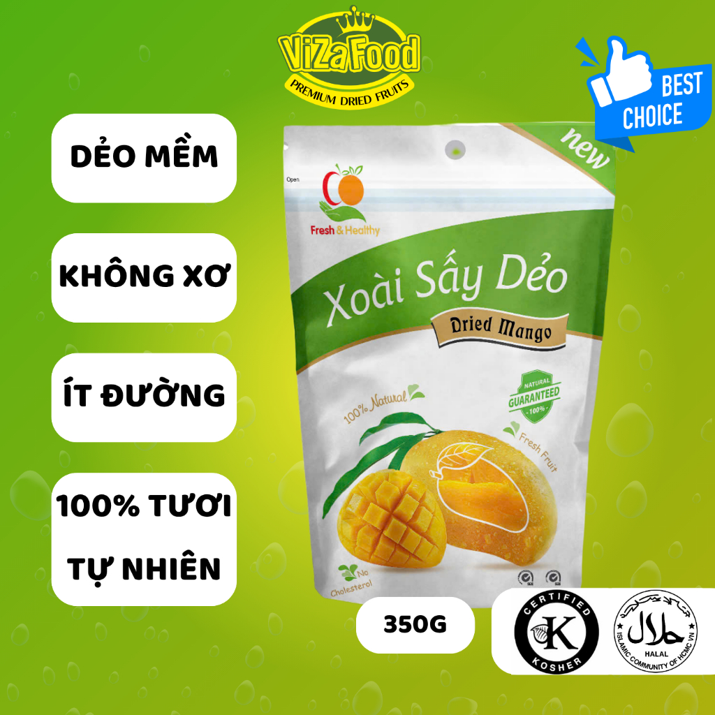 (PREMIUM)[CC HALAL]Original dried mango, low fiber, low sugar, premium quality, 350G bag-Viza Food