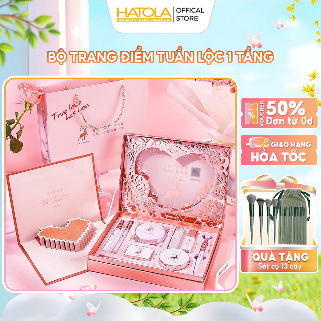 Bộ trang điểm TUẦN LỘC set makeup KÈM TÚI ĐỰNG đầy đủ quà tặng TẾT VALENTINE set quà cho bạn gái bạn nữ Hatola