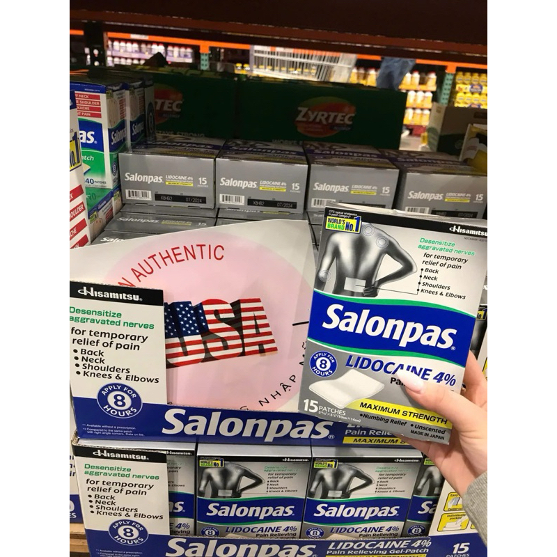 [Enough Bill Store + Air] Salonpas Lidocaine 4% box of 15 pieces of pieces, American domestic goods _ Live Buy in the US
