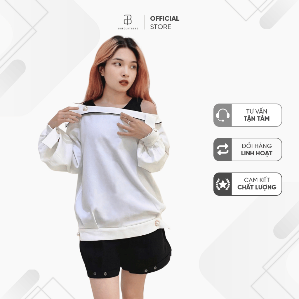 [TOKYO REVENGERS] Set áo Mikey trắng trễ vai form rộng unisex nam nữ