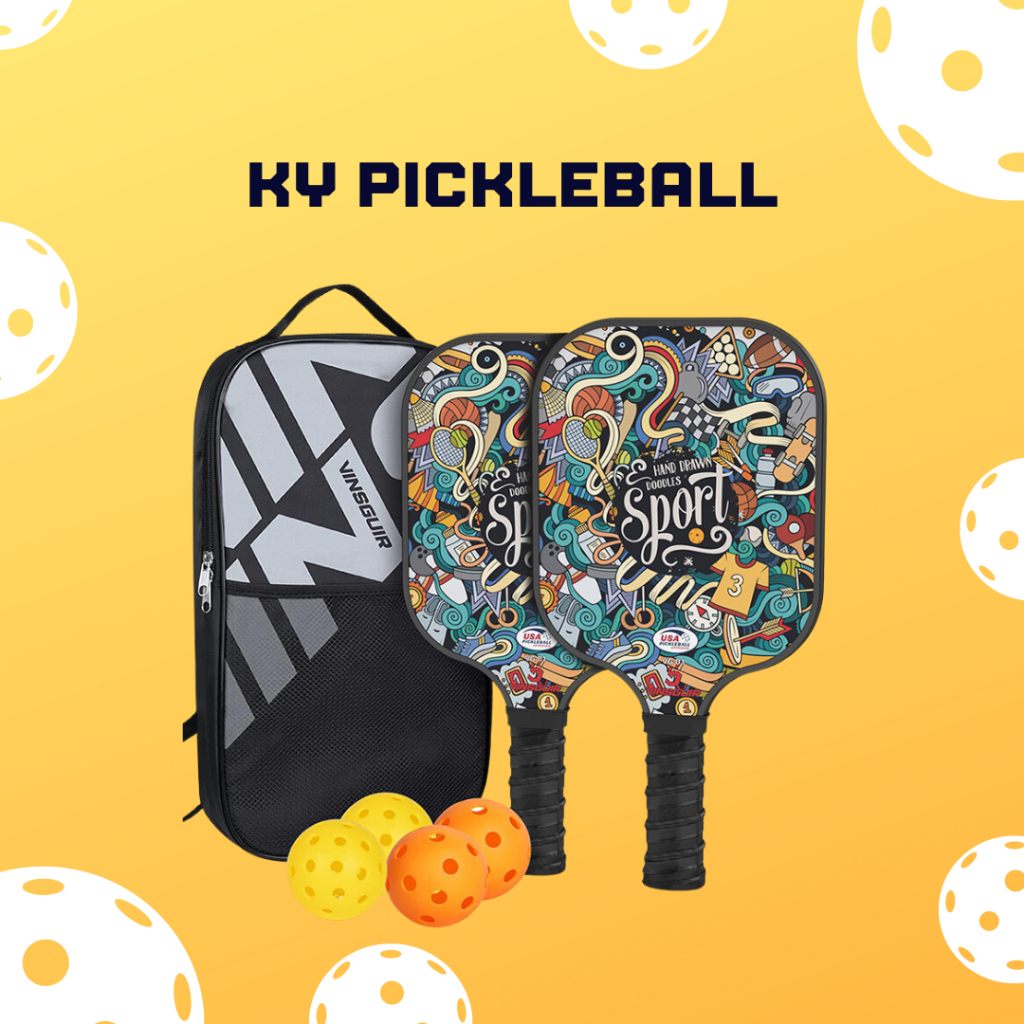 Bộ 2 vợt Pickleball VINGUIR họa tiết tặng kèm túi và 4 bóng sợi thủy tinh tiêu chuẩn USAPA