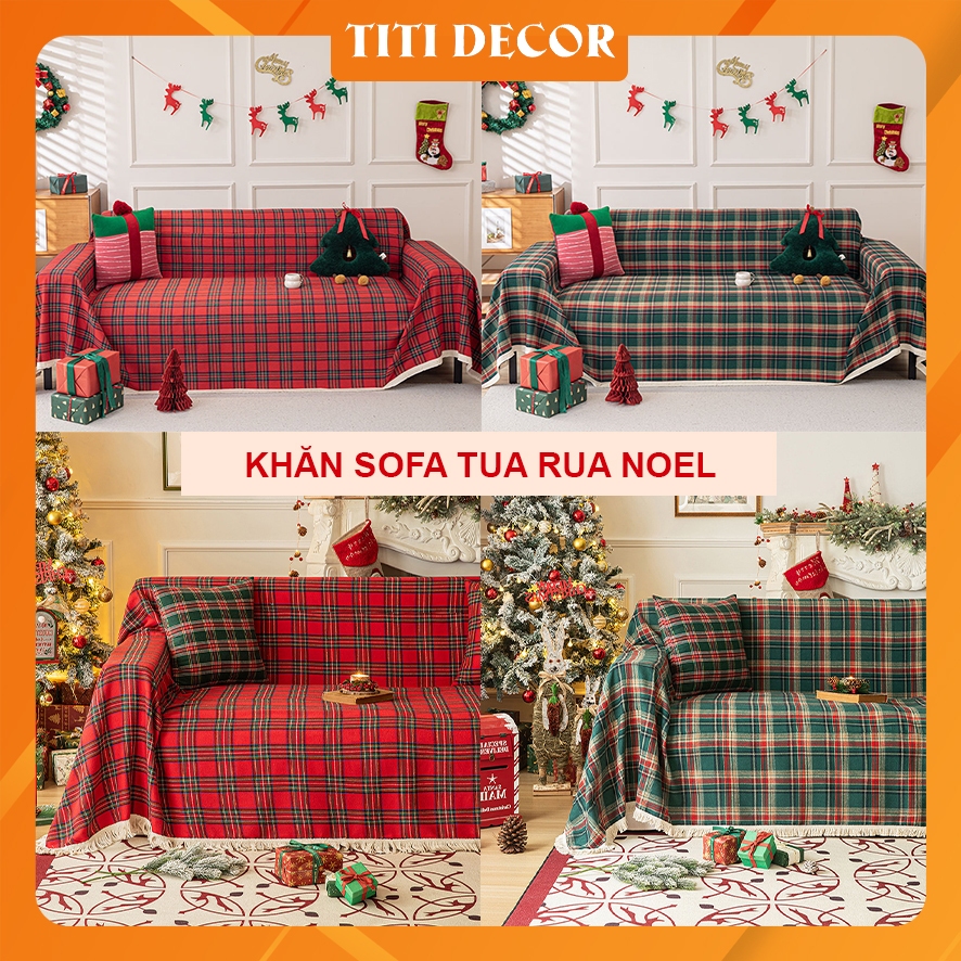 Tasseled sofa cover for Christmas living room decor, Christmas sofa cover, sofa blanket, bedroom decor rug - TiTi Decor