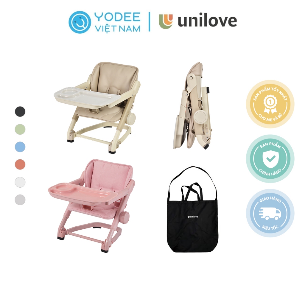 Unilove Folding 3 -in -1 folding weaning chair with 4 feeds with 4 modes of adjustments, anti -slip chair legs for babies