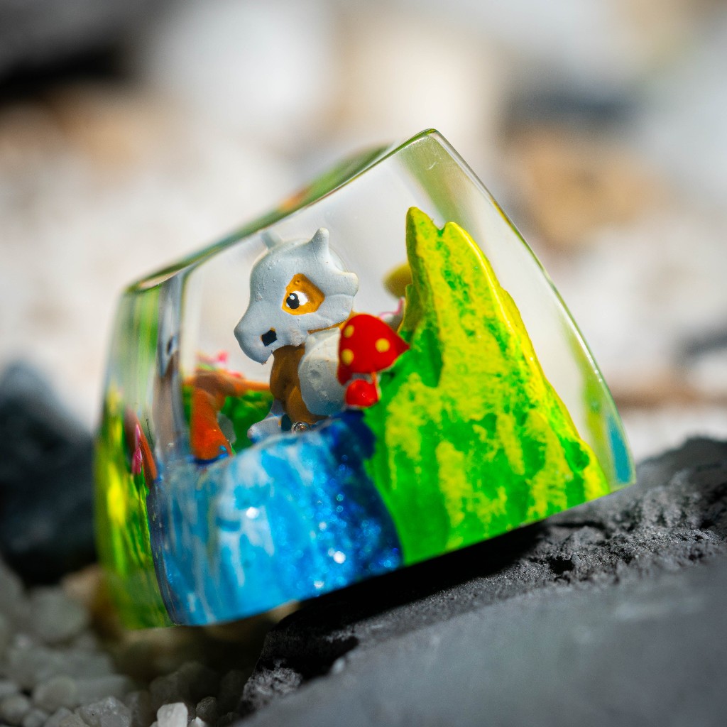 Keycap Cubone. Keycap Pokemon manual. Artistic button. Epoxy Resin Keycap