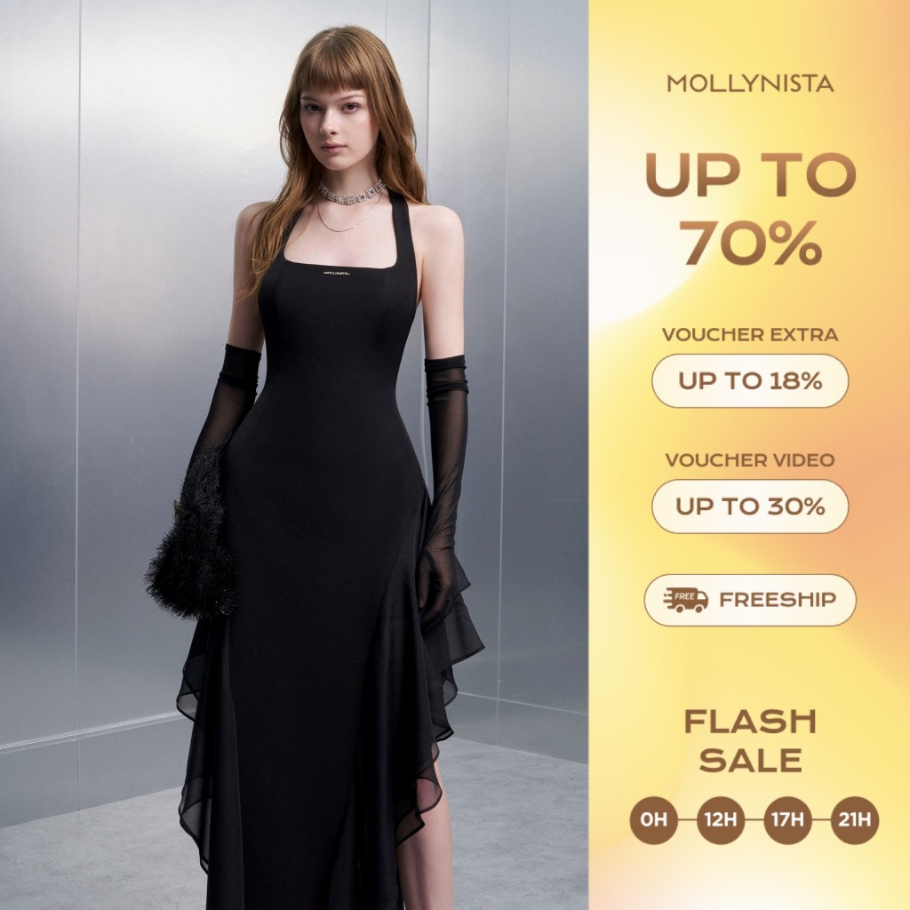 Black dress designed with mollynista square neck