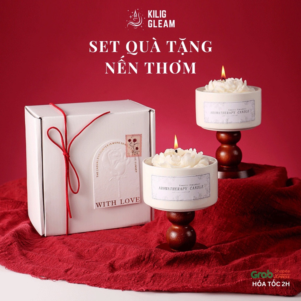 Gift gift box Gift flower -shaped gift with Kilig Gleam wooden base 4 pleasant smokeless scents - KS06