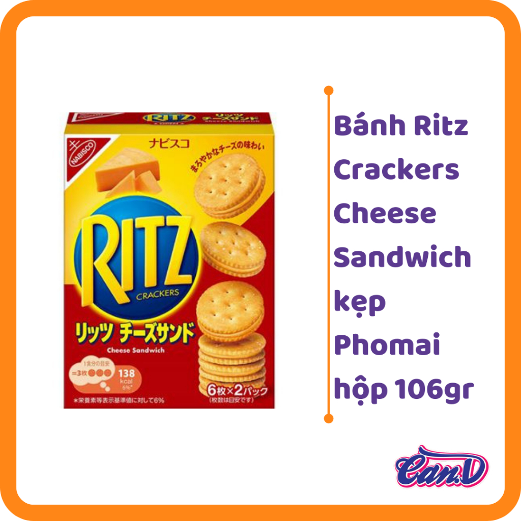 Bánh Ritz Crackers Cheese Sandwich kẹp Phomai hộp 106gr