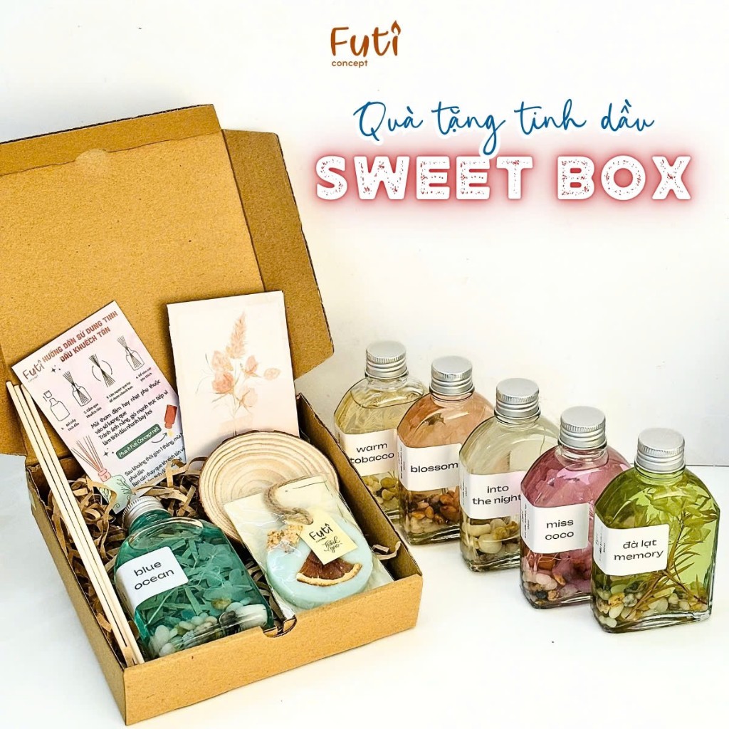 Gift box of diffuse essential oil and scented wax, for lovers, the sweet box