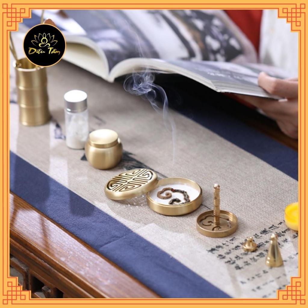 A frank incense tool kit with pure gold copper donor Japanese flour dough/ molded mold to create bud