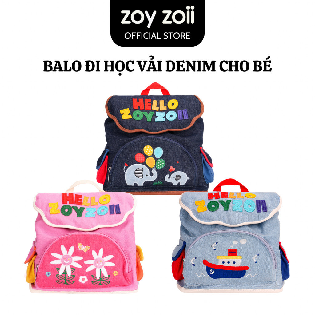 Zoyzoii Explore Denim Bag preschool backpack, pair for children 2,3,4,5 years old B85