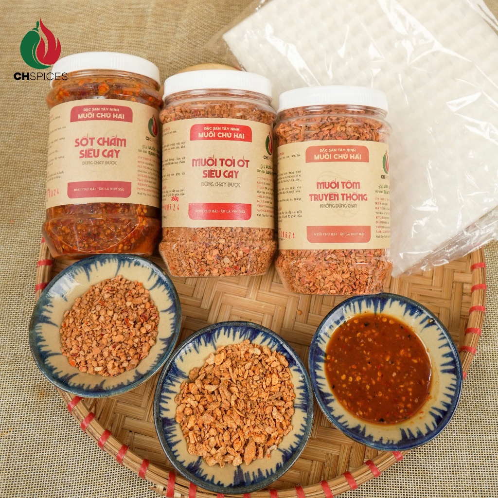 Combo 220k: Sốt chấm Chú Hải, muối tôm Tây Ninh, muối tỏi ớt siêu cay