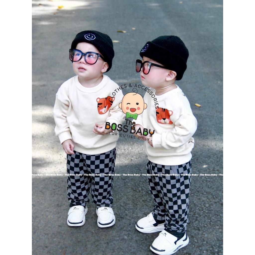 Set tiger black checkered pants (9-27kg) - SD2431 - Thinbossbabyvn Set of fish leather felt