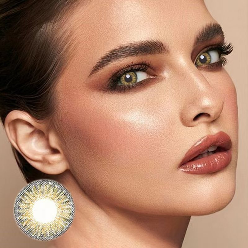 O2Girl Kính Áp Tròng contact lenses (COD) 2 Ống kính tiếp xúc màu xám xanh nâu Ống kính mắt mềm tự nhiên Sử dụng hàng năm 14.0-14.5mm