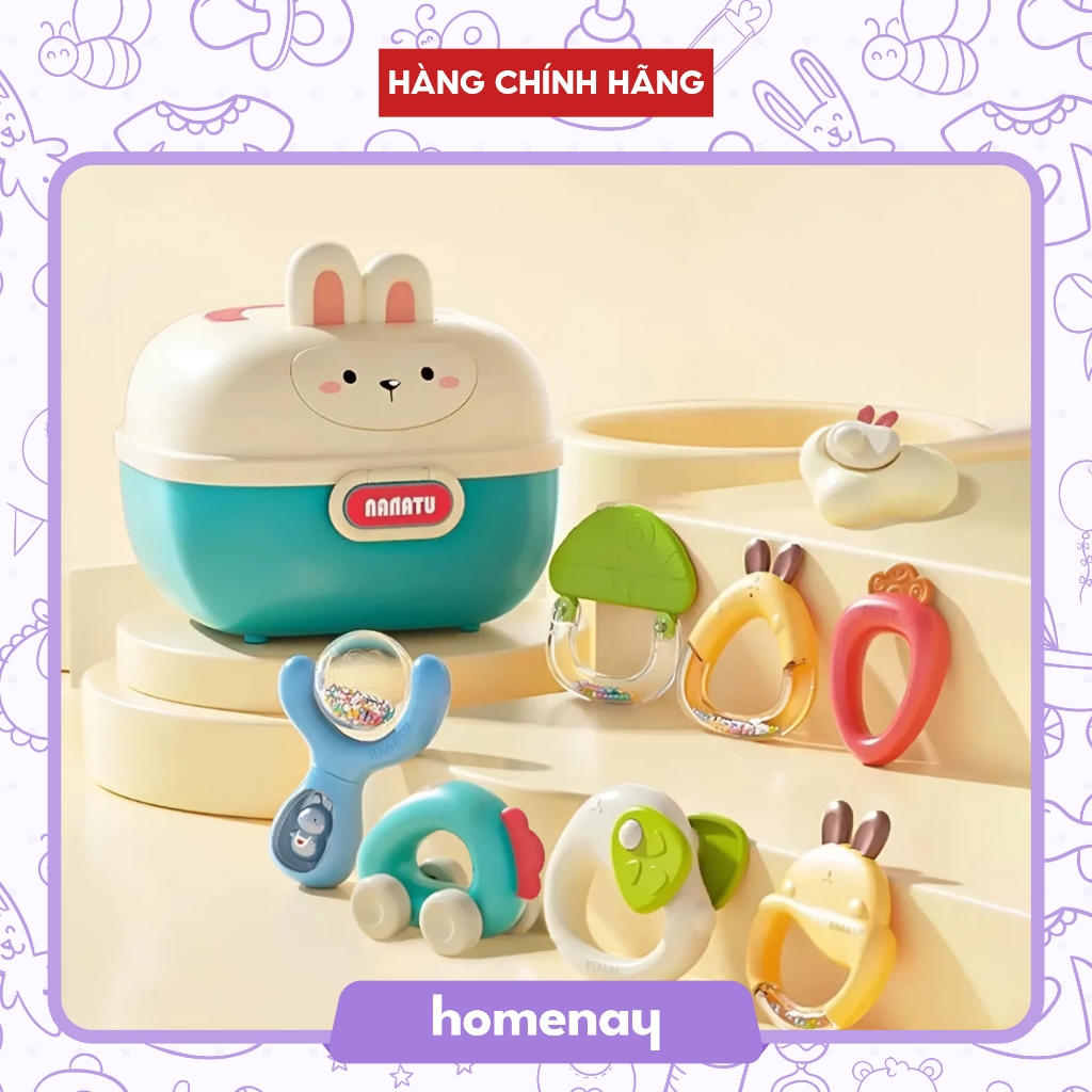 Nanatu Rabbit Box Baby Gum Set - Set of Dice and Rattle Toys for Children