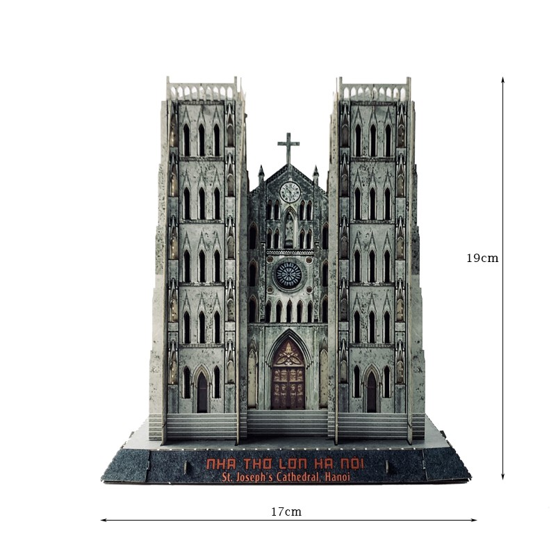 3D Model assembly set of 3D Cathedral Hanoi 17x35x19cm